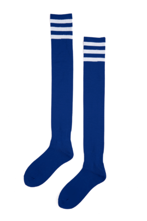 Lange sokken overknee donkerblauw streepjes
