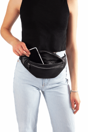 Leren Heuptas Zwart Twee Ritsen Lederlook Voorvak 5