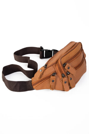 Leren heuptasje fanny pack bruin camel cognac 2