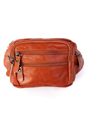 Leren heuptasje fanny pack roodbruin cognac