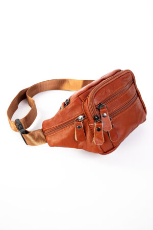 Leren heuptasje fanny pack roodbruin cognac 2