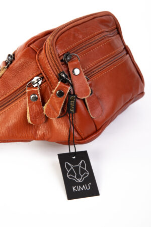 Leren heuptasje fanny pack roodbruin cognac 3