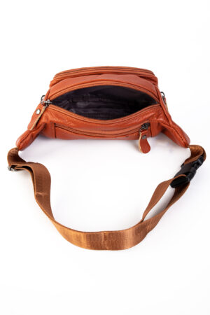 Leren heuptasje fanny pack roodbruin cognac 4