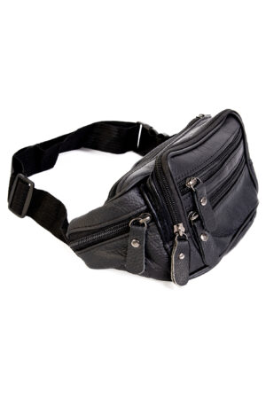 Leren heuptasje fanny pack zwart 2