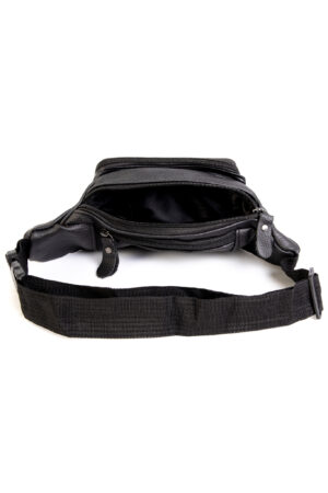 Leren heuptasje fanny pack zwart 4