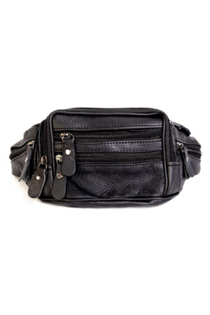 Leren heuptasje fanny pack zwart