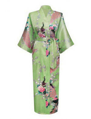 Lichtgroene kimono satijn Japanse satijnen badjas kamerjas geisha ochtendjas yukata