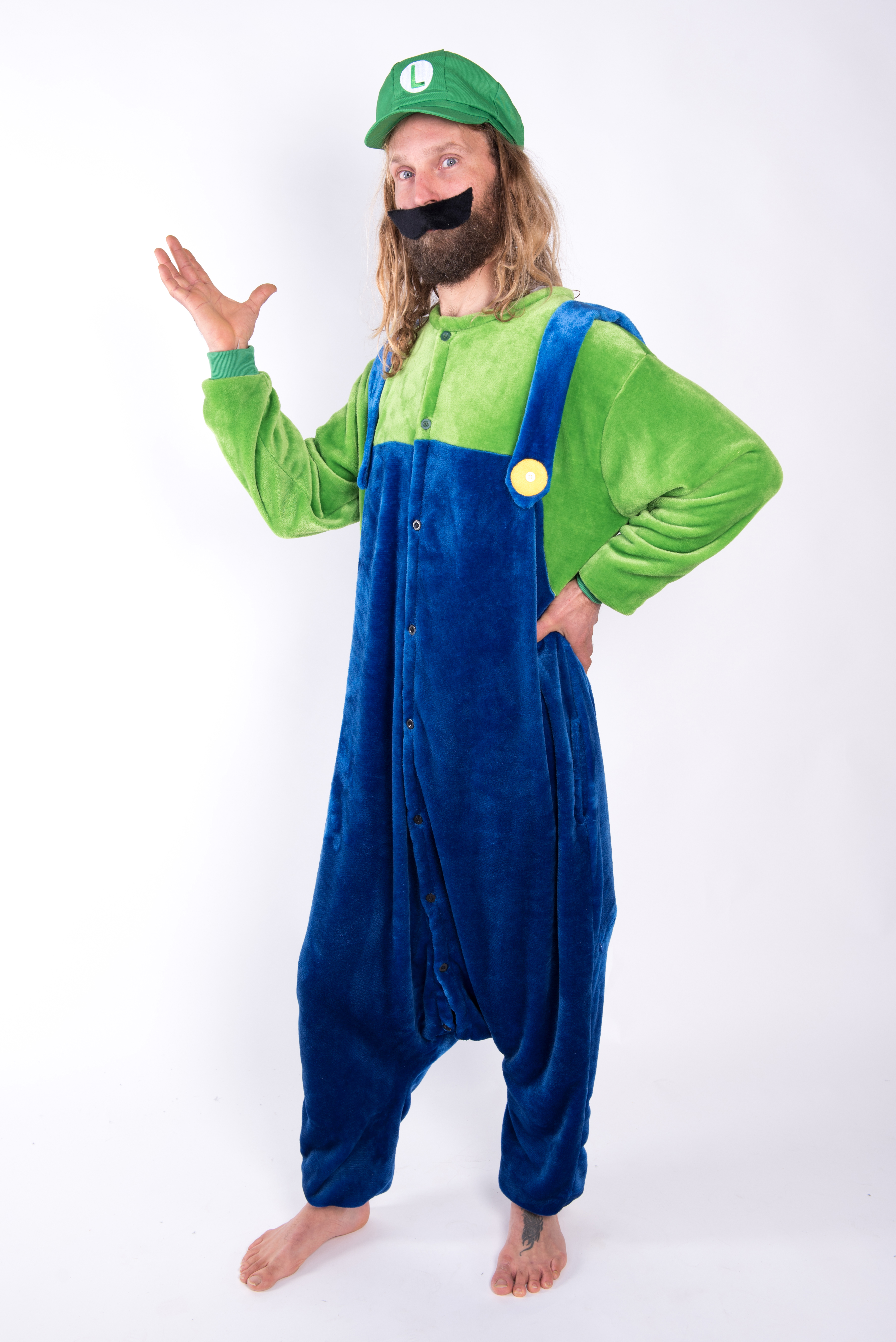 Verval Presentator Krijger Luigi onesie kostuum pak kopen? Al vanaf €29,95 bij FeestinjeBeest.nl!