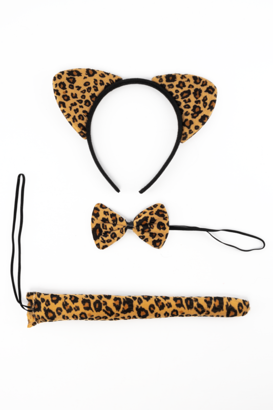Luipaard Haarband Set Bruin Oortjes Staart Panter Cheetah Panteroren