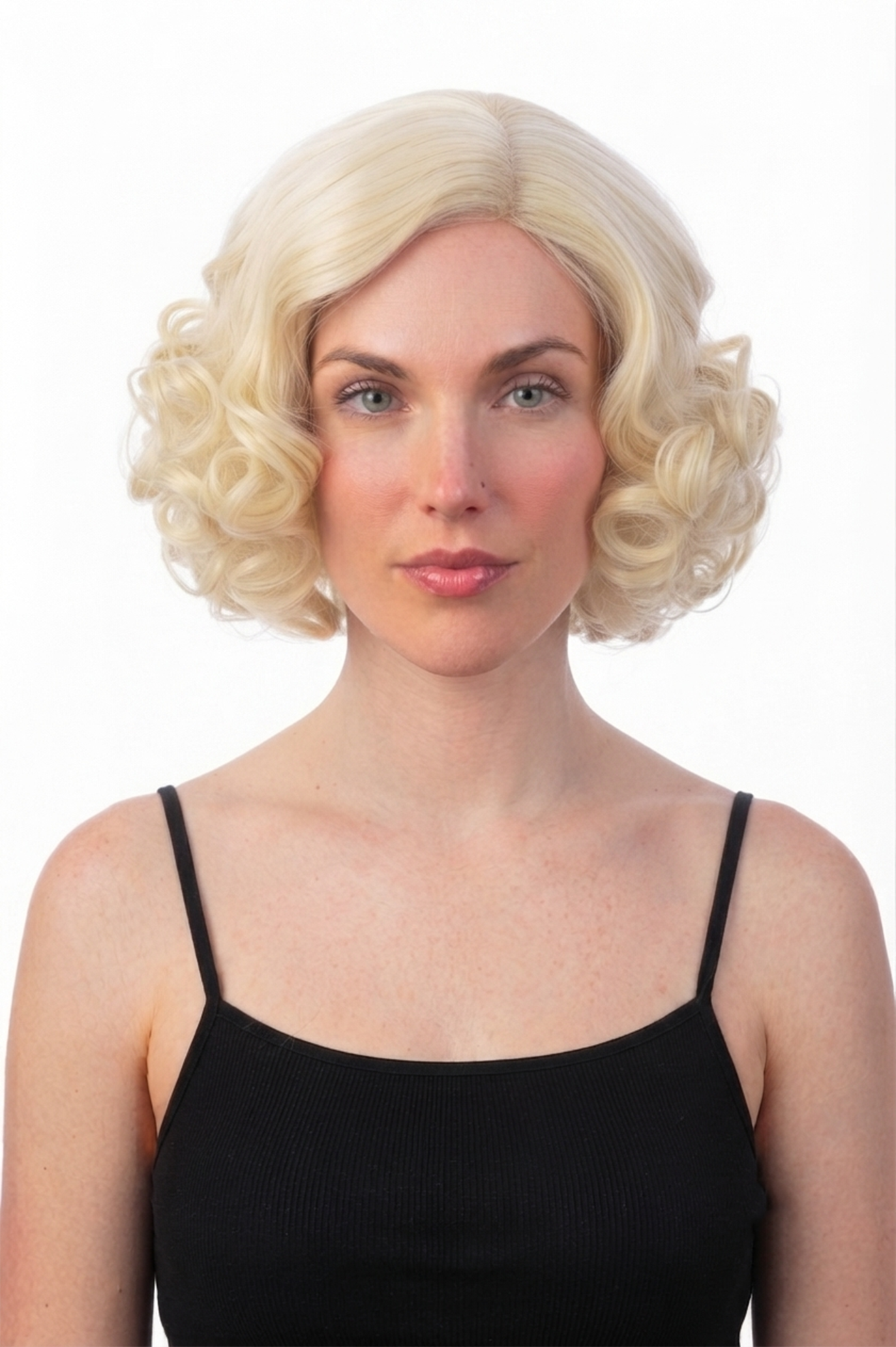 Luxe Korte Blonde Pruik Krullen Boblijn Marilyn Monroe Hollywood