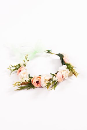 Luxe bloemenkrans wit rozen haarband