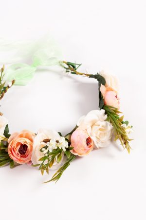 Luxe bloemenkrans wit rozen haarband