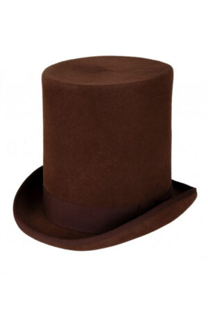 Luxe hoge hoed bruin extra hoog model tophat heren dames