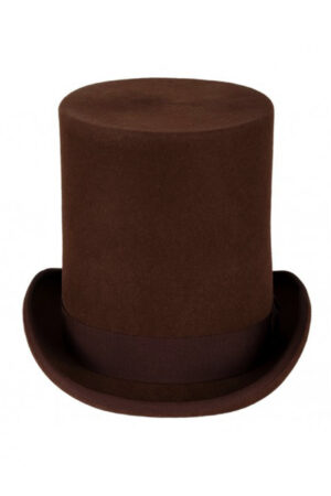 Luxe hoge hoed bruin extra hoog model tophat heren dames