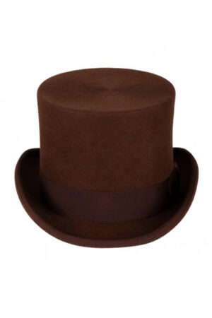 Luxe hoge hoed bruin hoog model tophat heren dames