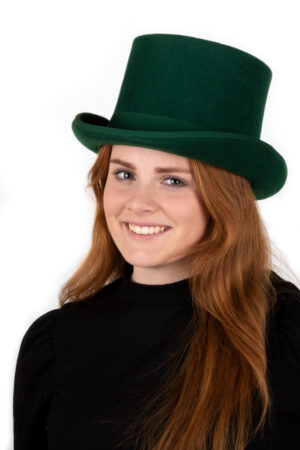 Luxe hoge hoed groen hoog model tophat heren dames