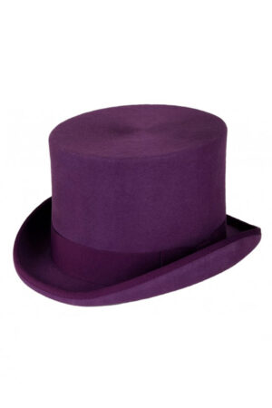 Luxe hoge hoed paars hoog model tophat heren dames