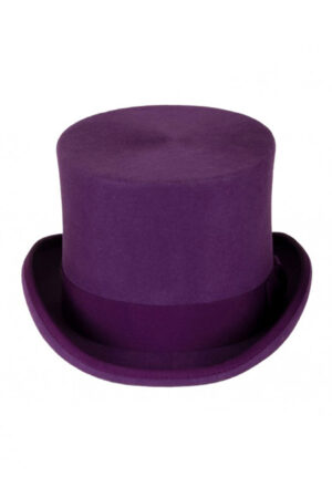 Luxe hoge hoed paars hoog model tophat heren dames