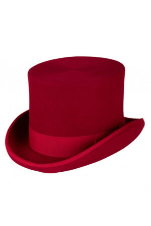 Luxe hoge hoed rood hoog model tophat heren dames