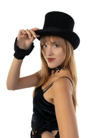 Luxe hoge hoed zwart hoog model tophat heren dames 1