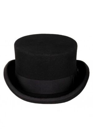 Luxe hoge hoed zwart laag model tophat heren dames