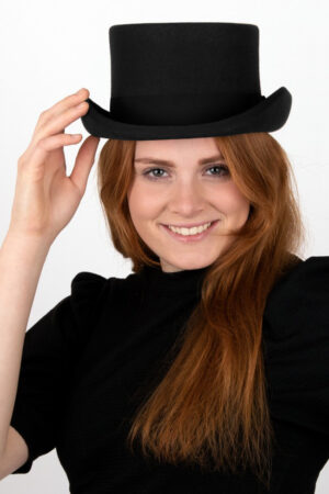 Luxe hoge hoed zwart laag model tophat heren dames