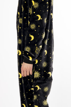 Maantjes Onesie Zwart Zon Kostuum Space Pak Maan Sterren Huispak Zonnetjes Pyjama