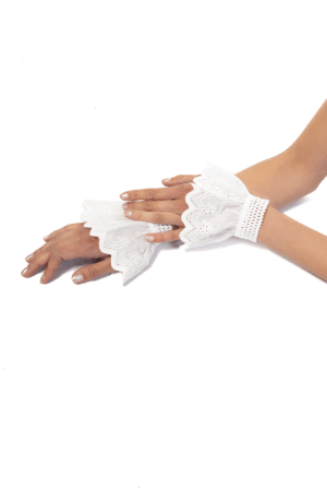 Manchetten Wit Katoen Broderie Polsband Vintage 2
