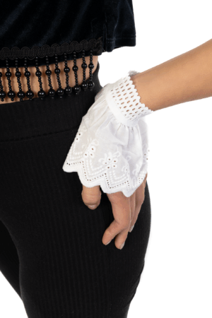 Manchetten Wit Katoen Broderie Polsband Vintage 3