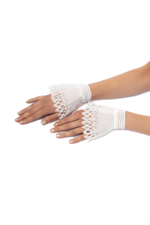Manchetten Wit Plisse Armband Polsband Vintage 2