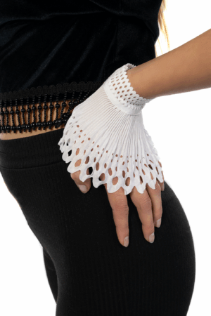 Manchetten Wit Plisse Armband Polsband Vintage 3