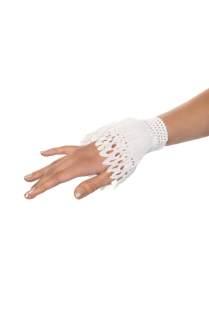 Manchetten Wit Plisse Armband Polsband Vintage