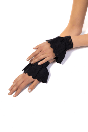 Manchetten Zwart Katoen Broderie Polsband Vintage 2