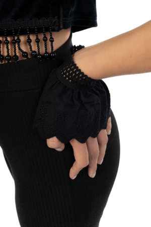 Manchetten Zwart Katoen Broderie Polsband Vintage 3
