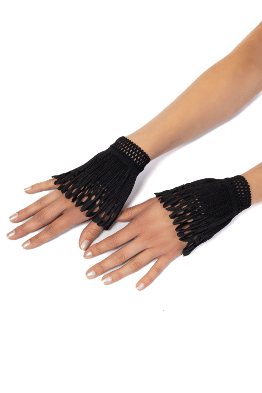 Manchetten Zwart Plisse Armband Polsband Vintage 1