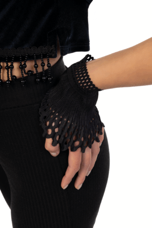 Manchetten Zwart Plisse Armband Polsband Vintage 3