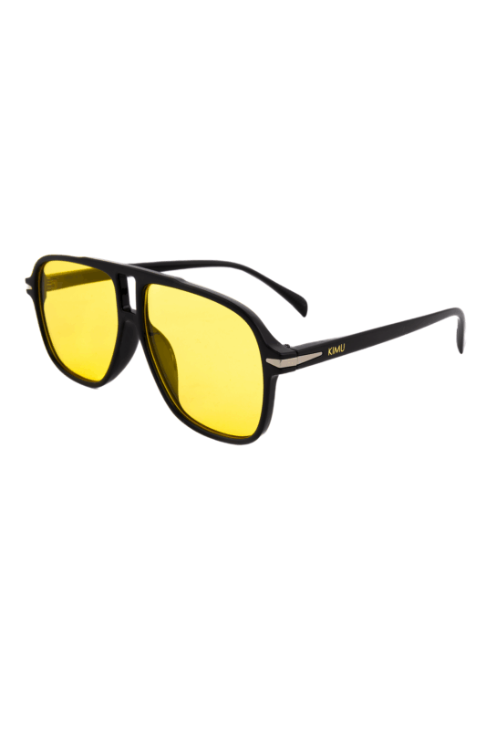 Motor Pilotenbril Dun Geel Zwart Aviator Retro 1