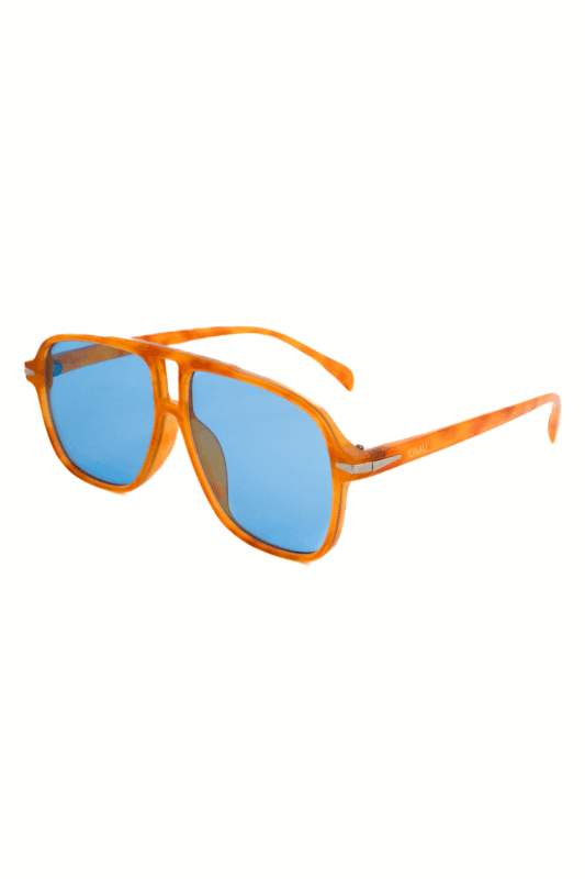 Motor Pilotenbril Dun Oranje Blauw Aviator Retro 1