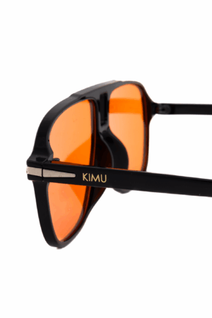 Motor Pilotenbril Dun Oranje Zwart Aviator Retro 2