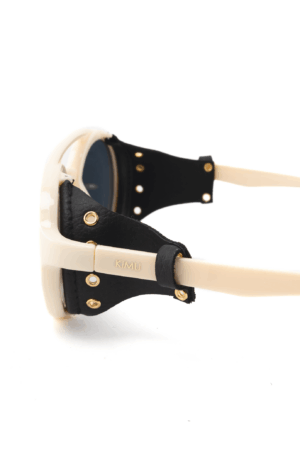 Motor Rond Zonnebril Pilotenbril Aviator Zijflappen Beige Zwart 2