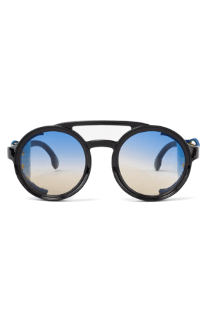 Motor Rond Zonnebril Pilotenbril Zijflappen Blauw Bruin Zwart 1