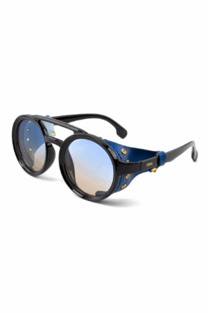 Motor Rond Zonnebril Pilotenbril Zijflappen Blauw Bruin Zwart