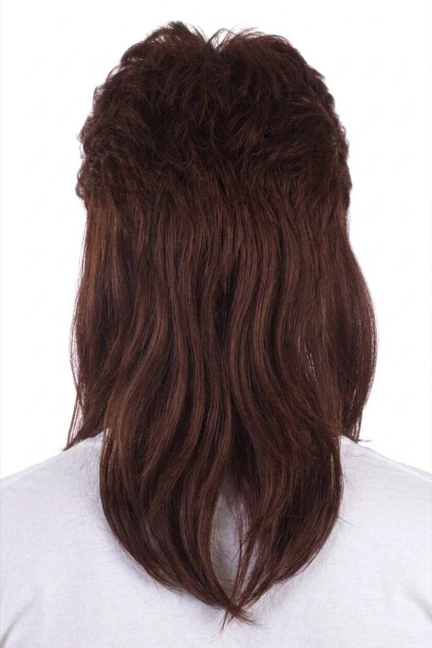 Mullet Pruik Lang Bruin Matje Rocker New Kids Redneck 3
