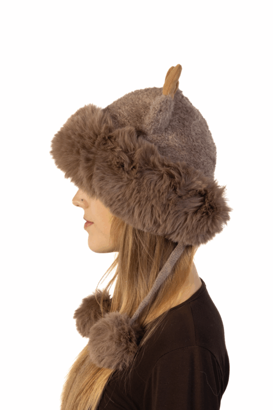 Muts Rendier Fleece Ballen Donkerbruin Hoorns Touwtjes Gewei Eland Hert 5