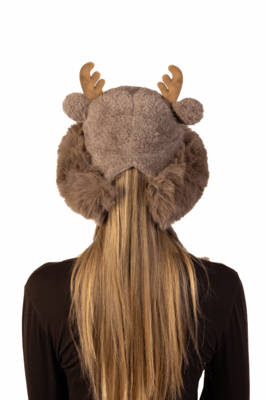 Muts Rendier Fleece Ballen Donkerbruin Hoorns Touwtjes Gewei Eland Hert 6