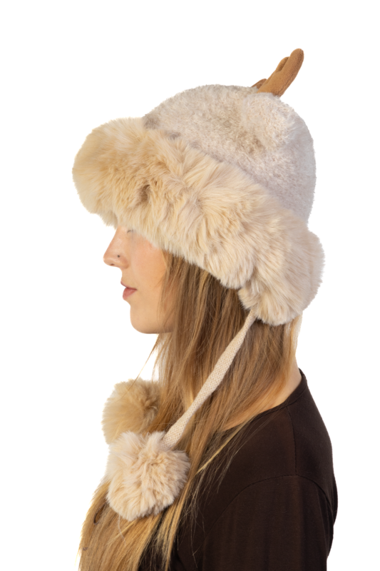 Muts Rendier Fleece Ballen Lichtbruin Hoorns Touwtjes Gewei Eland Hert 4