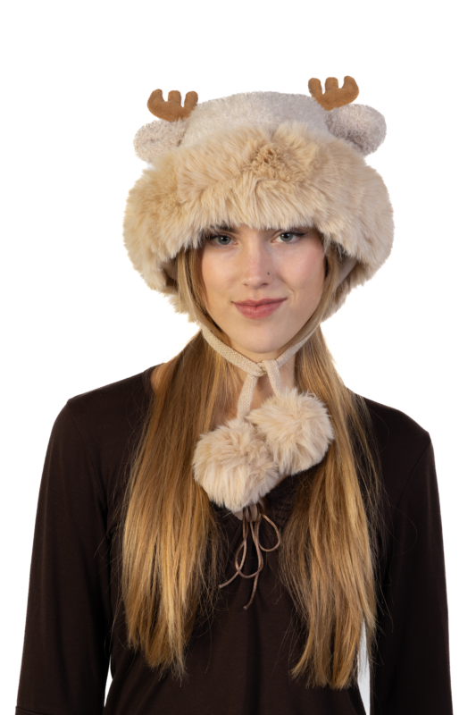 Muts Rendier Fleece Ballen Lichtbruin Hoorns Touwtjes Gewei Eland Hert 5