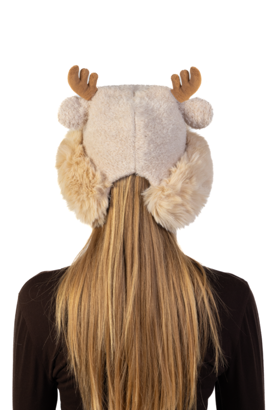 Muts Rendier Fleece Ballen Lichtbruin Hoorns Touwtjes Gewei Eland Hert 6