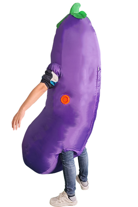 Opblaasbaar Kostuum Aubergine Opblaas Pak Groente Fruit Paars Mascotte 1
