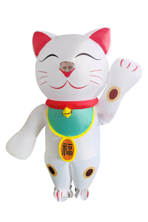 Opblaasbaar Kostuum Geluks Kat Chinese Lucky Cat Opblaas Pak Maneki Neko